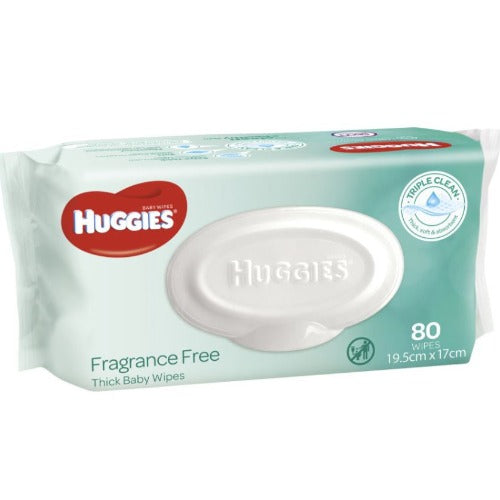 Huggies Fragrance Free Thick Baby Wipes 80pk