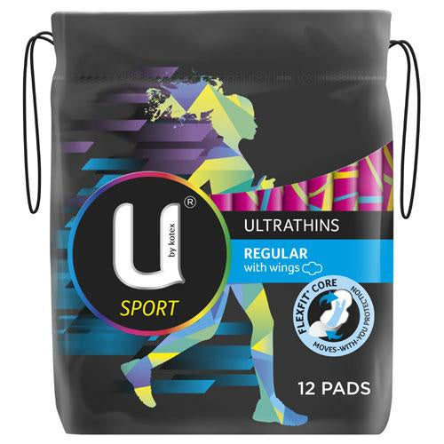 U by Kotex Sport Pads Ultra Thins Regular with wings 12pk