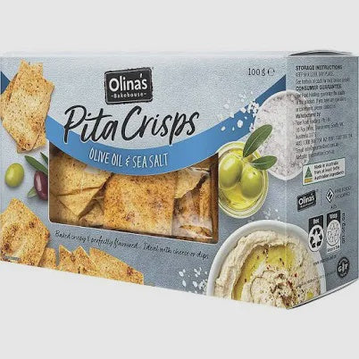 Olinas Bakehouse Pita Crisps Olive Oil & Sea Salt Crackers 100g