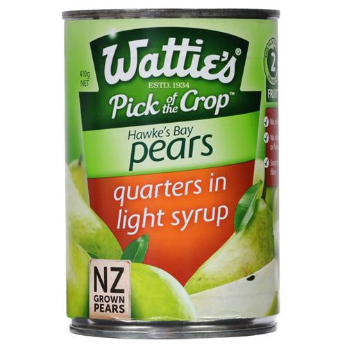 Watties Pears Quarters In Syrup 410g