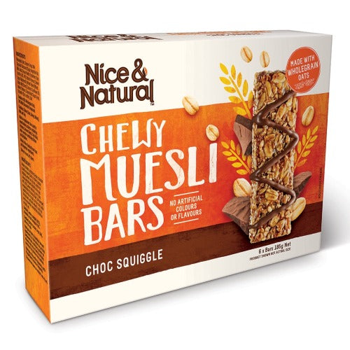 Nice & Natural  Choc Squiggle Chewy Muesli Bars 185g