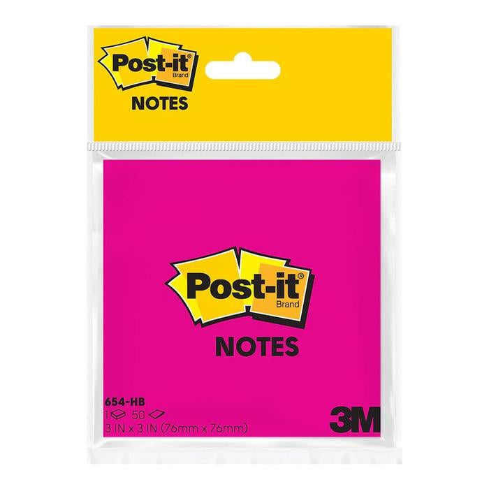 3M Sticky Post It Note 76 x 76mm - Hot Pink