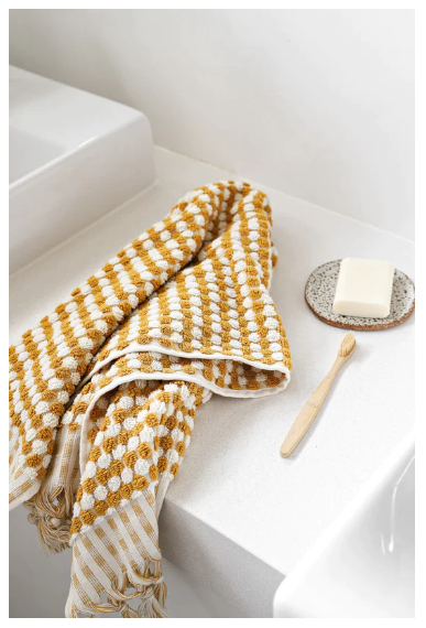 Pompom Turkish Cotton Hand Towel - Mustard
