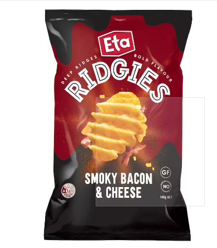 Eta Ridgies Smoky Bacon & Cheese Potato Chips 140g