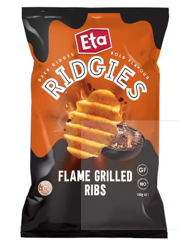 Eta Ridgies Flame Grilled Ribs Potato Chips 140g