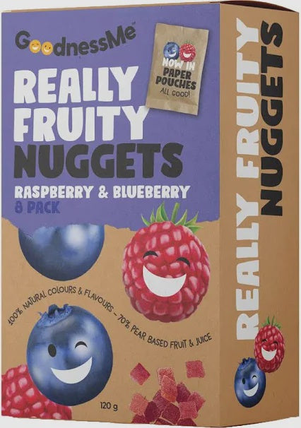 GoodnessMe Really Fruity Raspberry & Blueberry Fruit Nuggets 8pk 120g