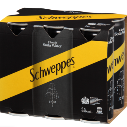 Schweppes Soda Water Cans 6pk
