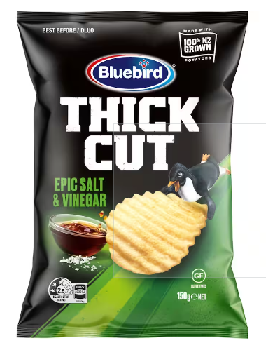Bluebird Thick Cut Epic Salt & Vinegar Potato Chips 150g